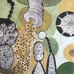 Acrílico, collage, mostacillas y lentejuelas sobre tela, 27x29cm. 2003 (2)